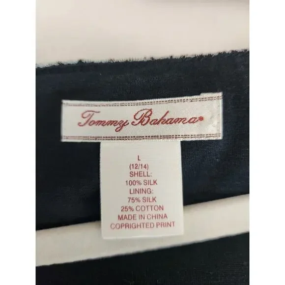 Tommy Bahama silk mesh blouse L lined sheer sleeves palm print Babydoll Y2k Boho - Picture 5 of 9